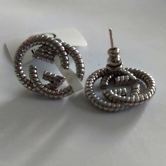 Silver Gucci Rope Interlocking Earrings - Picture 1 of 3